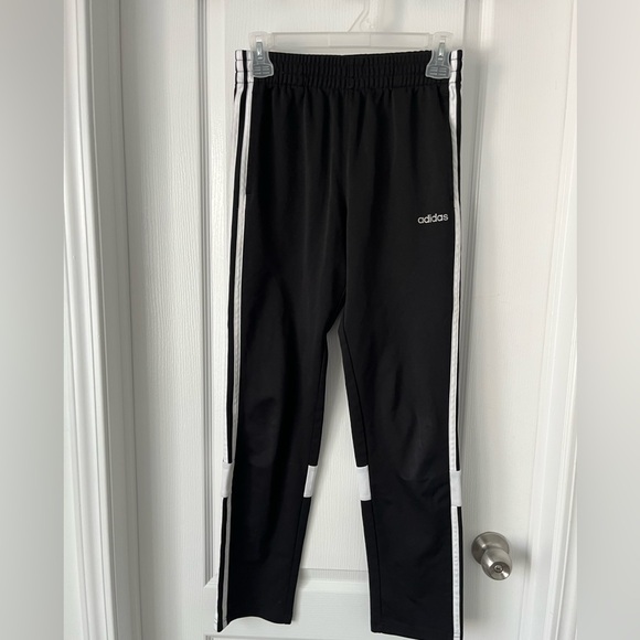 ADIDAS YOUTH-Black Track Pants White Stripe Size L Youth - Picture 2 of 8